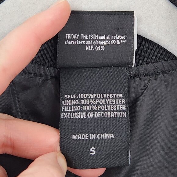 Friday The 13th Jacket Mens Small Black Bomber Jason Voorhees F13 Halloween - Picture 11 of 15